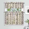 thumbnail image 2 of Pioneer Kitchen Curtains and Valance Set 36 Inch Tier Flower Floral Pattern 3 Pieces Set Dining Room Small Curtain Drapes Cafe Curtains Valance for Home Decor Rod Pocket, 2 of 6