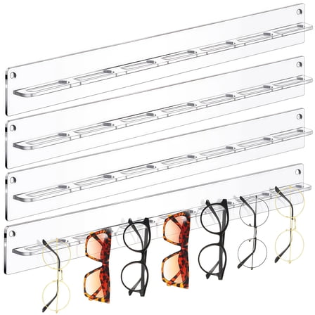 4 Pack Wall Mounted Acrylic Sunglasses Organizer Clear Eye Glasses Holder