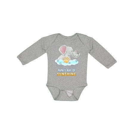 

Inktastic Papa s Ray of Sunshine Cute Elephants Rainclouds and Sun Gift Baby Boy or Baby Girl Long Sleeve Bodysuit
