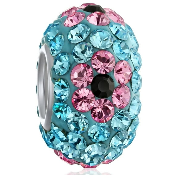 Bling Jewelry Womens Flower Spring Crystal Spacer Bead Core Sterling Silver Fits European Bracelet