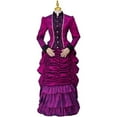 thumbnail image 3 of Clara Clayton Costume Purple Dress Women's Victotian Bustle Dress Gown, 3 of 7
