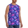 thumbnail image 2 of Pofeuu blue Skull purple flower1 Print Men's Muscle T-Shirt, Sleeveless, Muscle Tank, Classic Muscle Tee Top For Men Casual Sleeveless Muscle T-Shirt Trendy Clothes-Small, 2 of 7