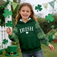 thumbnail image 2 of Toddler Waffle St Patrick's Day Hoodie With Shamrock Irish Print Crew Neck Pullover With Pockets Dark Green 4 Y-5 Y, 2 of 7
