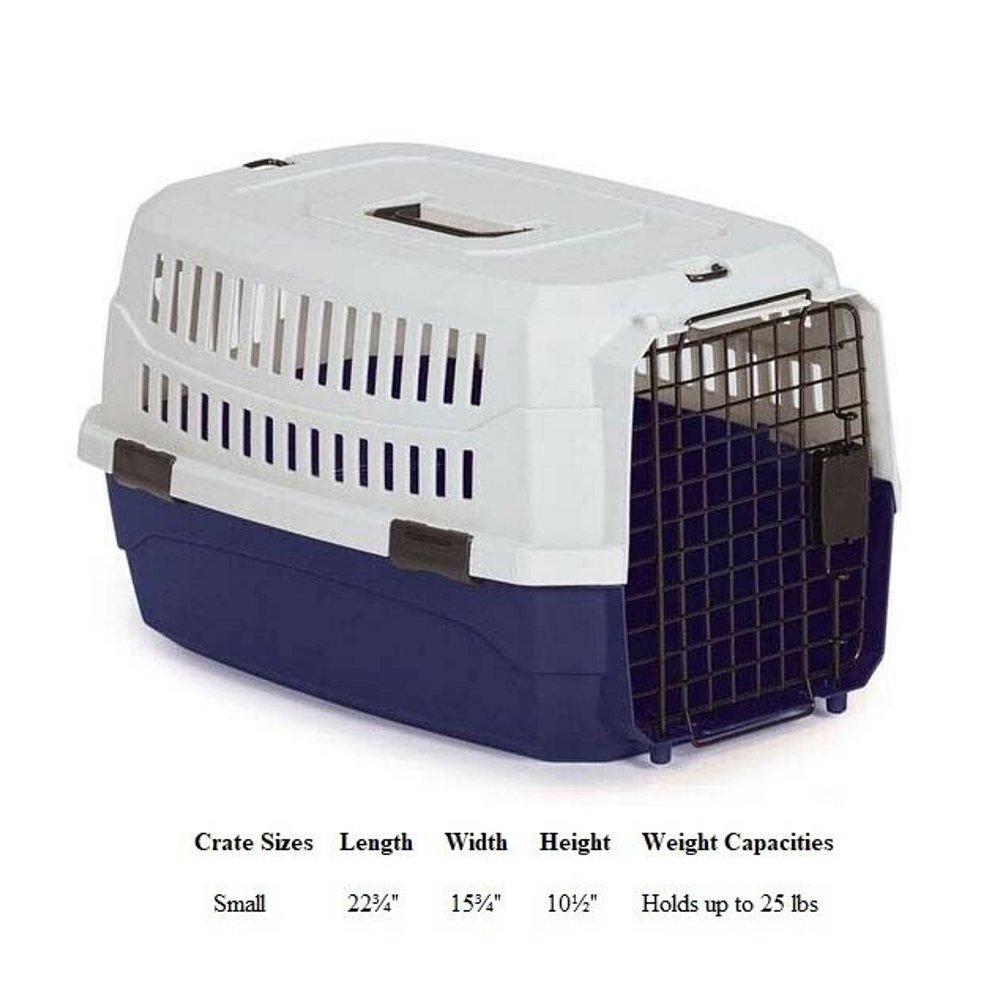 Pet Travel Crate Heavy Duty Plastic Blue Grey Two Tone Secure Dog Cage