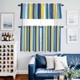 thumbnail image 2 of Blue Stripe Kitchen Curtains Sets for Windows 24 Inch Length, Yellow Colorful Striped Modern Abstract Rod Pocket Window Treatments Tier Curtains and Valances Set for Bedroom/Bathroom, 2 of 8