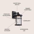 thumbnail image 4 of JONATHAN Y Campo 7.75" Outdoor Wall Lantern Crackled Glass/Metal Integrated LED Wall Sconce, Black, 4 of 6