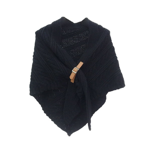Minnieouse Mantón de invierno para mujer, chal para fiesta de boda, banquete, Color sólido, pañuelo para el cuello, capa de poliéster para Abrigos y chamarras Negro