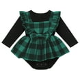 thumbnail image 3 of FYMNSI Christmas Matching Family Outfits Mommy and Me Green Plaid Dresses Father Son Button Down Shirts Xmas Photoshoot Set (Baby Girl 12-18M), 3 of 6