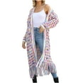 thumbnail image 2 of Chaquetas y abrigos casuales sin capucha de manga larga, cárdigan de punto popular para mujer, chaqueta de colores a la moda con borlas, chaqueta/chaqueta casual con capucha de manga larga, cárdigan s, 2 of 8