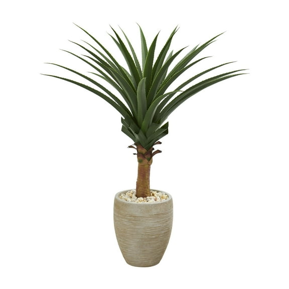 Nearly Natural Agave Artificial Plant in Sand Colored Planter
