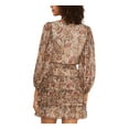 thumbnail image 2 of VINCE CAMUTO Womens Beige Smocked Ruffled Tiered Skirt Lined Paisley 3/4 Sleeve V Neck Mini Fit + Flare Dress XS, 2 of 3
