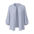 thumbnail image 6 of LEKWK Cardigan for Women Open Front 3/4 Puff Sleeve Pleated Shrugs Loose Fit Ribbed Lightweight Outerwear Fall Fashion Elegant Casual Outfits, 6 of 6