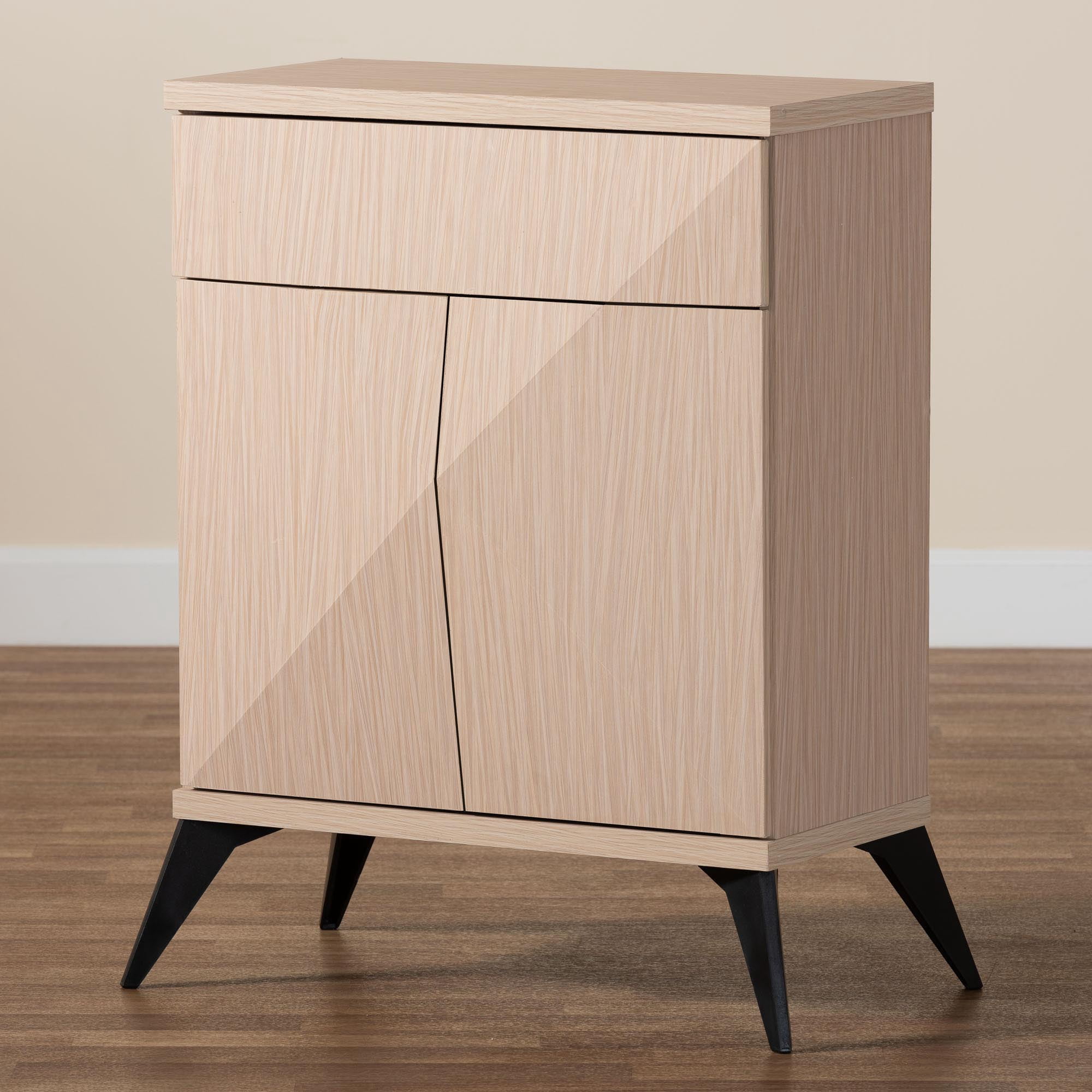 Baxton Studio Draper Mid-Century Sideboard Buffet, 2-Door, Light Brown