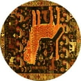 thumbnail image 1 of Ahgly Company Machine Washable Indoor Round Animal Yellow Traditional Area Rugs, 6' Round, 1 of 4