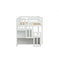 thumbnail image 4 of Kids Loft Bed, Twin Low Loft Bed with Stairs Storage function, Wood Loft Bed Frame for Living Room with Safety Rails,  for Kid Boys Girls Teens, White-95"W x 40" D, 4 of 9