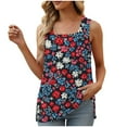 thumbnail image 2 of Plus Size Tank Tops for Women Sleeveless Square Collar Floral Print Casual Loose T-shirt Red XXXXL, 2 of 5