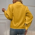 thumbnail image 5 of Odeerbi Chiffon Tunic Tops for Women Loose Solid Color Blouse Classic Button Long Sleeve Shirt Yellow, 5 of 9
