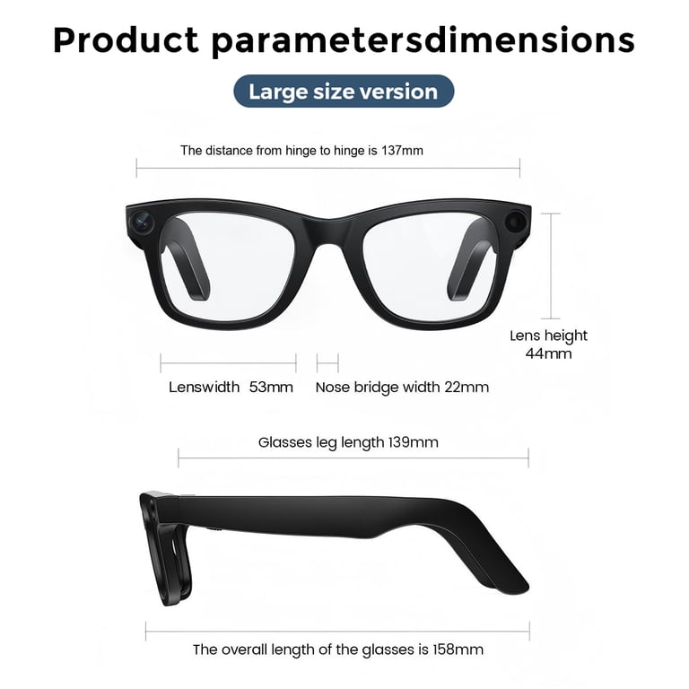 MIRO, iVision6 AI Smart Glasses, One Size, Black with 1080P Camera