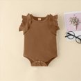 thumbnail image 4 of KPOPLK 3Pcs Baby Girl Clothes Newborn Set Infant Romper Short Sleeve Floral Print Skirt Shorts Bow Headband Summer Outfit(3-6 Months,Coffee), 4 of 7