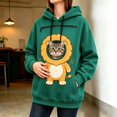 thumbnail image 2 of Unisex Pet Pouch Hoodie Long Sleeve Drawstring Oversized Sweatshirt with Pet Holding Pocket Cartoon Animal Print Pattern Hooded Pullover Warm Holiday Apparel for Pet Parents Green XXXL, 2 of 7