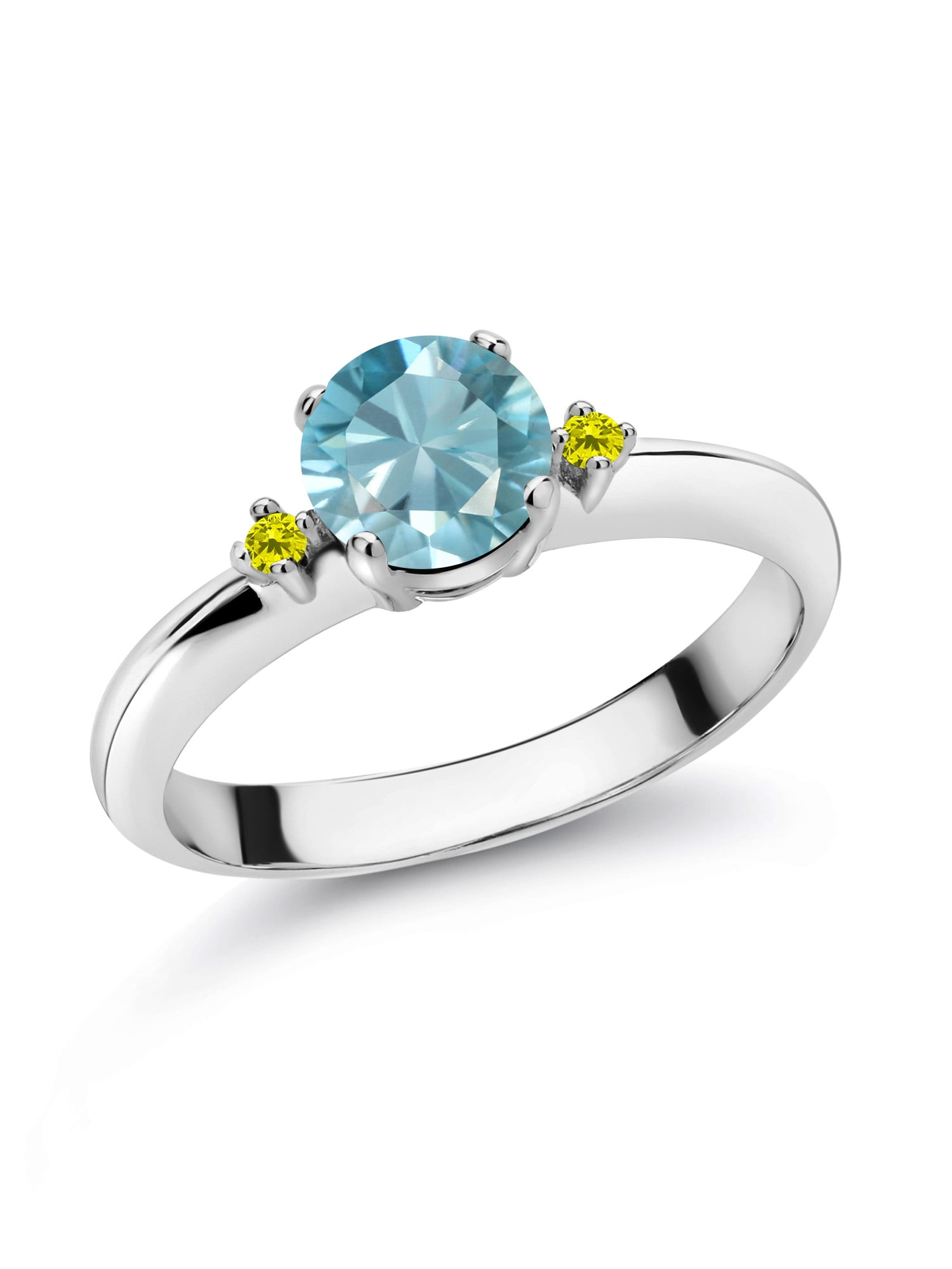 Cherryn Created White Opal Blue Zircon sterling silver engagement ring Cherryn Created White Opal Blue Zircon sterling silver engagement ring