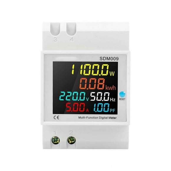 SDM009 Pantalla digital monofásica de riel Voltaje Corriente Frecuencia Factor de potencia Eléctrico Multifunción (A)