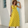 thumbnail image 3 of Maxi Dress Yellow Polka Dots Dress Female Retro Print Elegant V Neck High Waist Aesthetic Printed Bohemia Long Dresses, 3 of 7