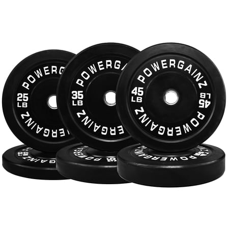 Powergainz Olympic Bumper Plate Weight Plate with Steel Hub, 210 lbs Set