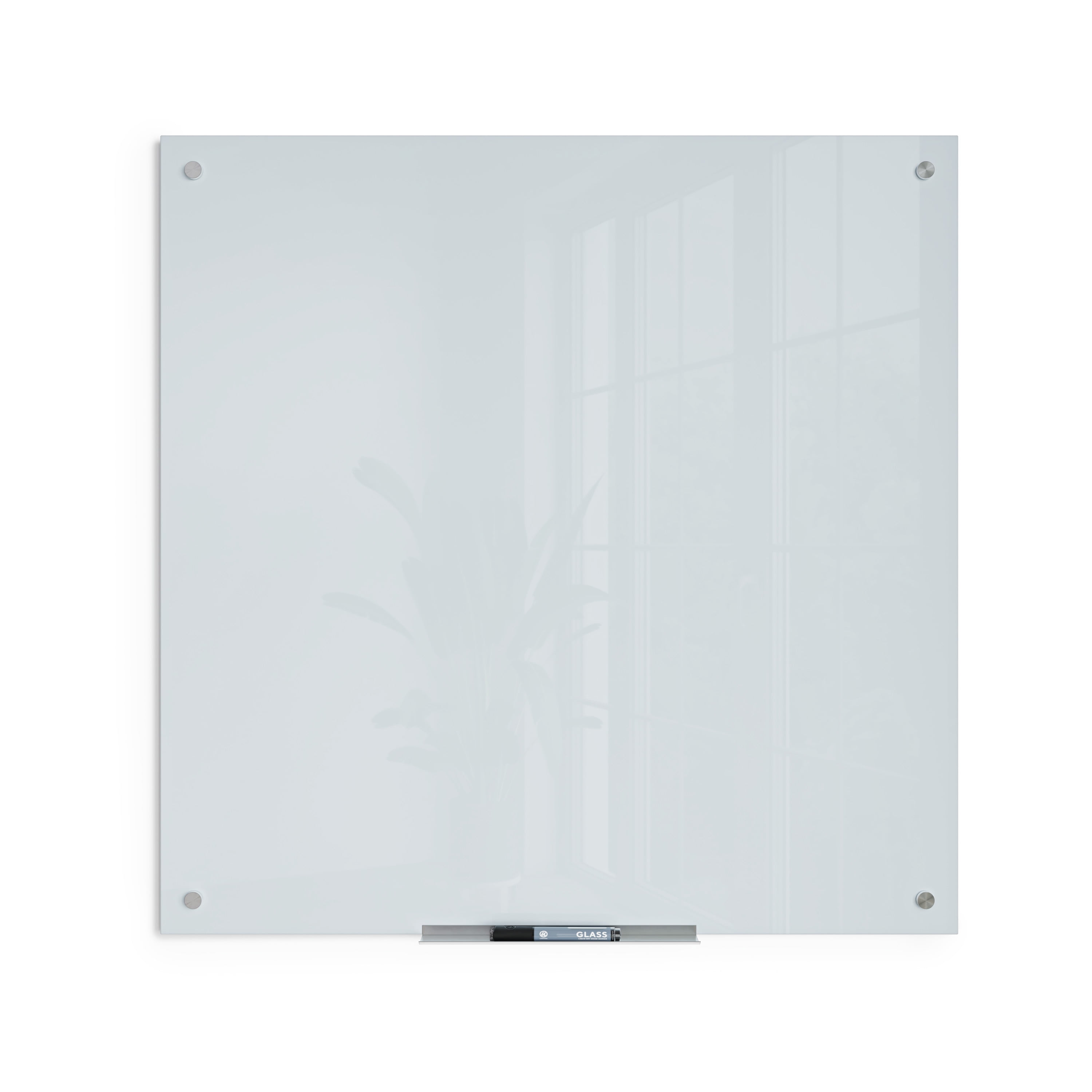 U Brands 36 x36 in. Magnetic Glass Dry-Erase Board, White Frosted Surface, Frameless