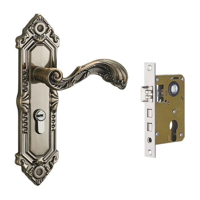 jifeng European Style Door Handle Decorative Vintage Door Lock for Kitchen Bathroom Style B