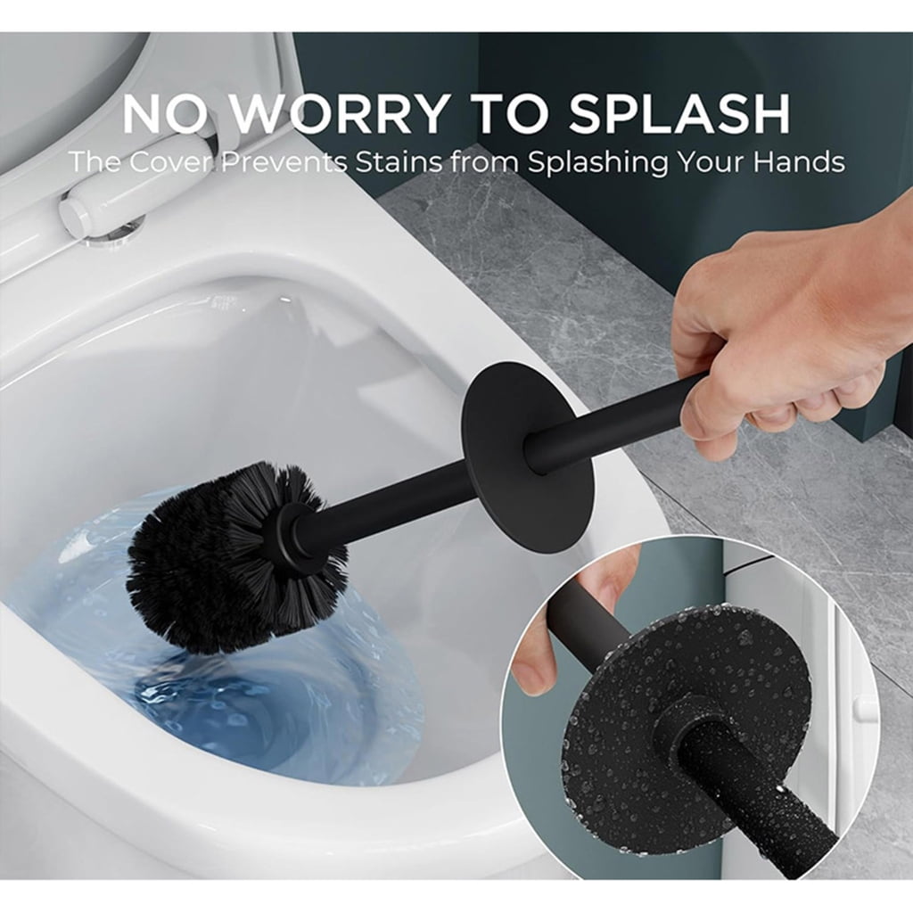 Soft Bristles Toilet Brush & Holder Bathroom Toilet Bowl Brush Easy to Clean
