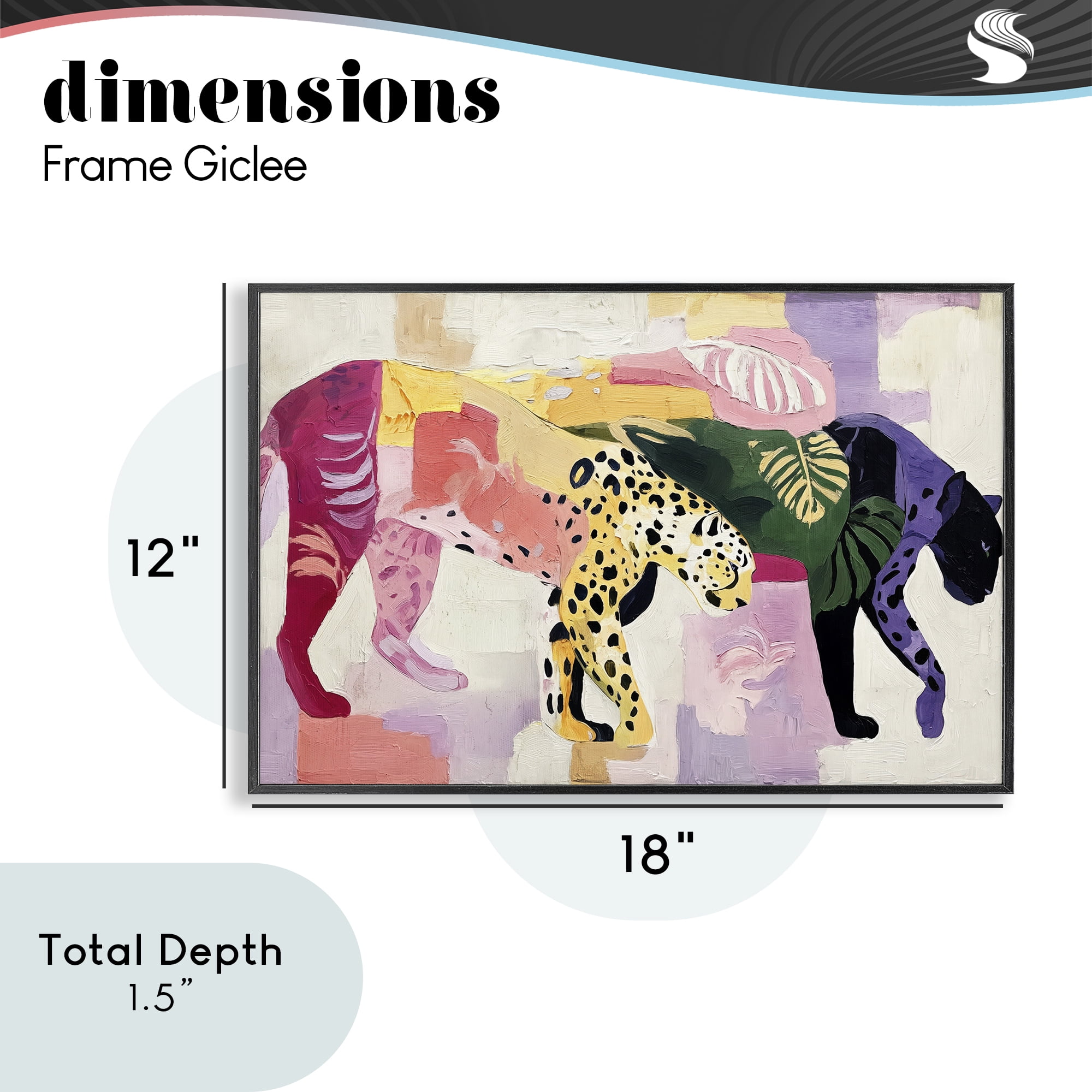 Candy Cats Tropical Wildlife Black Framed Giclee Art, design by Annabelle Hall