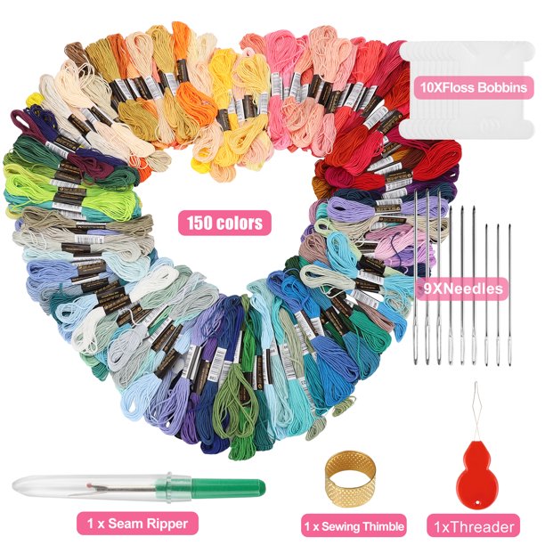 Download 172Pcs Embroidery Floss Kit with Bobbins, Needles, 150-color Friendship Bracelet Floss, Craft ...