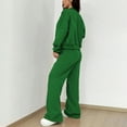 thumbnail image 4 of Women's Fall 2 Piece Lounge Sweatsuits Set Zip Up Sweatshirt Jacket Wide Leg Sweatpants Lounge Sets Tracksuit Y2k Green S, 4 of 5