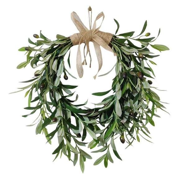 Xoxingysm Wreath 20” Heart Shaped Artificial Olive Wreath Green Olive Fruit Spring Flower , Front Door Wedding Arch Window Wall Hanging Farmhouse Garden Decoratio(1Pcs), 1 Olive Wreath