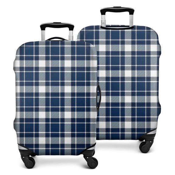 Navy White Plaid Checkered Pattern Luggage Cover Fashion Suitcase Cover Baggage Covers Fit 25-28 Inch Luggage (Go Travel)