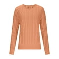 thumbnail image 3 of Zedker Women'S Solid Color Casual Crewneck Long Sleeve Cable Knitted Sweaters, Comfy Breathable Ribber Cuffs Pullover Fall Tops,Orange,L, 3 of 7
