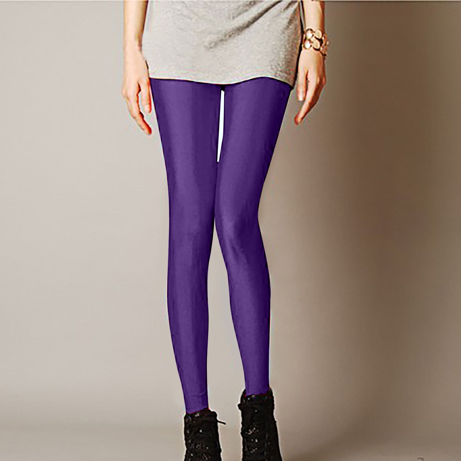 Women's High Waisted Elasticity Ninth Pants Show Thin Leggings Tummy  Control Pants For Women Jeans Fall Purple M - Walmart.com