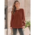 thumbnail image 6 of Womens Long Sleeve Tops Dressy Casual Shirts Pleated Crewneck Basic Blouses Fall Trendy Outfits, 6 of 6