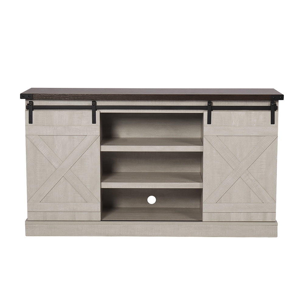 Kepooman Mid Century Modern Wood TV Stand for Living Room, TV Cabinet with Storage Space and Shelf, White Kepooman Mid Century Modern Wood TV Stand for Living Room, TV Cabinet with Storage Space and Shelf, White