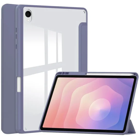 Case for Samsung Galaxy Tab S11 11 inch 2025 SM-X730 X736B, Tri-Fold Smart Folio Cover Auto Wake/Sleep with Clear Back/Pencil Holder Stand