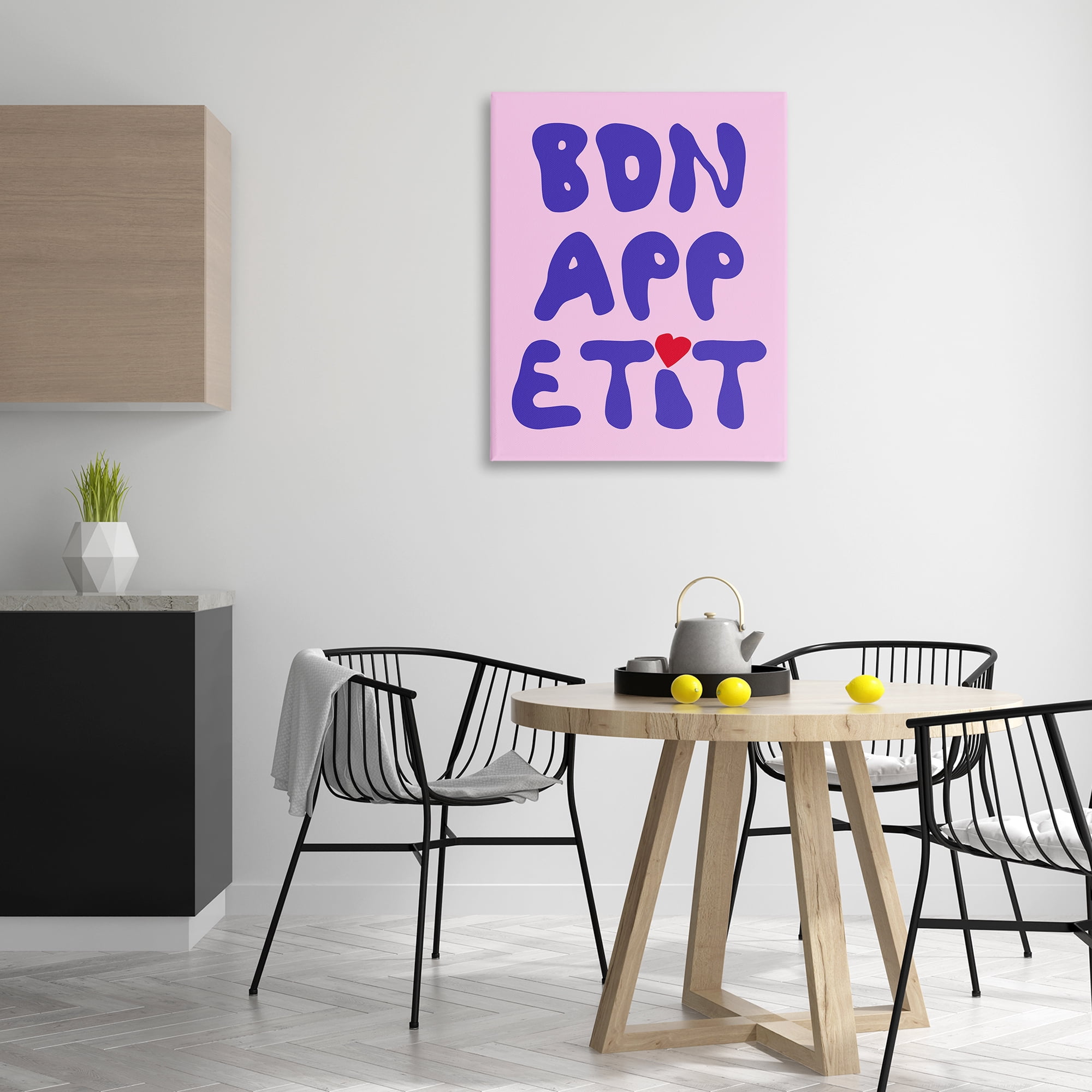 Stupell Industries Bon Appetit with Heart Food & Beverage Painting Wrapped Canvas Art Print Wall Art, 30 x 40
