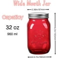 thumbnail image 2 of 32oz Red Mason Jars with Lids, 6 Pack Wide Mouth Quart Canning Jar, Safe For Storage, Canning, Pickling, Preserving, Fermenting, DIY Crafts & Decor, 2 of 7