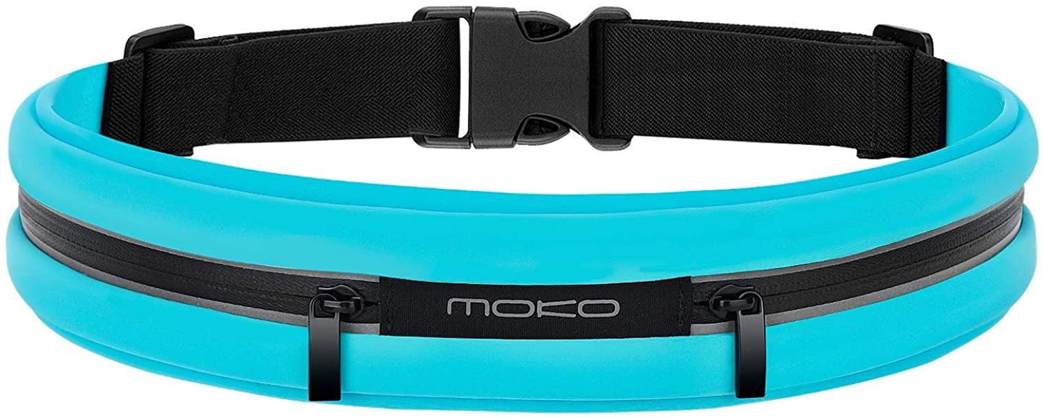 Galaxy Note 9/8 MoKo Multifunction Sports Fanny Pack with 2 Bottle Holder Fitness Workout Bag Compatible with iPhone X/Xs/Xr 8/7/6S Plus S9/S8 Plus S7 Edge Hydration Running Belt Waist Pack