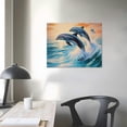 thumbnail image 4 of JEUXUS  Dolphin Bright Water Scene 2 Canvas Art - Home Decor Wall Art Print Poster Painting Medium  20x16in, 4 of 6