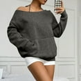 thumbnail image 7 of Mohiass Womens Off the Shoulder Sweatshirt Oversized Long Sleeve Tops Trendy Cute Loose Plain Fall Hoodie with Pocket Dark Gray XXL, 7 of 7