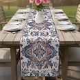 thumbnail image 5 of Boho Navy Blue Table Runner, Vintage Southwestern Geometric Art Washable Cotton Linen Table Runners 90 Inches Long, Dresser Scarf Runner for Dining/Coffee/Kitchen/Hallway Tables 13''x90'', 5 of 8