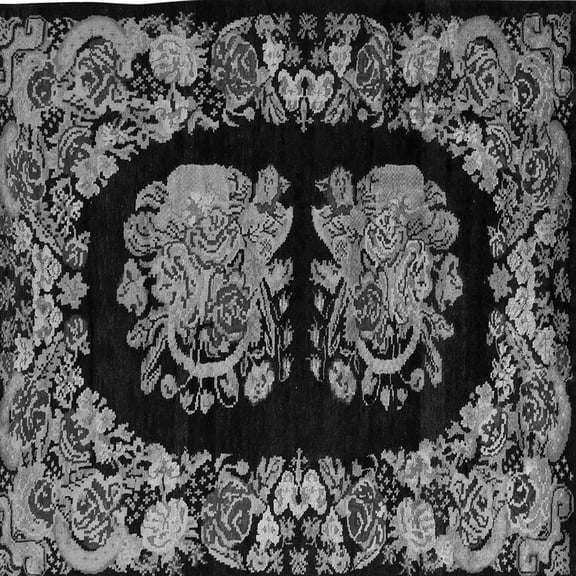 Ahgly Company Indoor Square Medallion Gray French Area Rugs, 3' Square