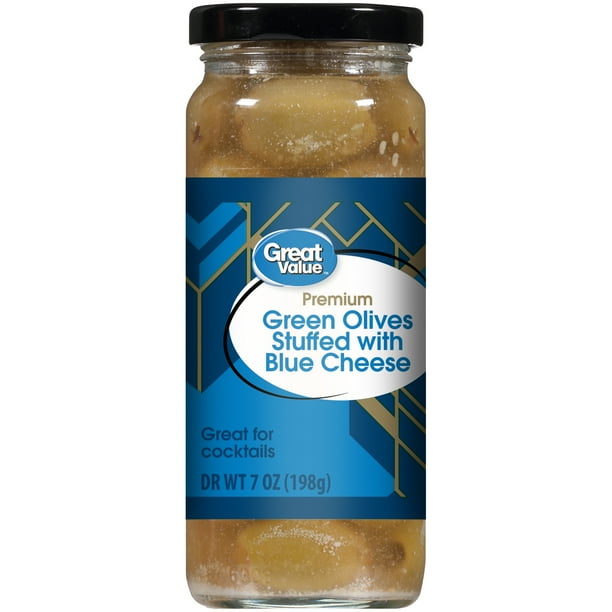 Great Value Premium Green Olives Stuffed with Blue Cheese, 7 oz