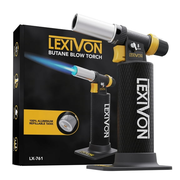 LEXIVON Butane Blow Torch, Heavy-Duty Refillable Lighter with Adjustable Flame and Pro-Grade Aluminum Tank | Ideal for Soldering and Kitchen Tasks (LX-761)